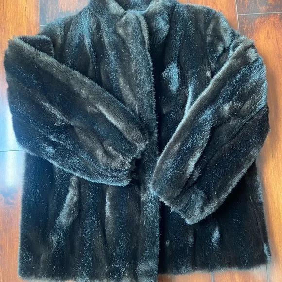 Vintage Career Originals chocolate brown faux fur, size 16 - Picture 10 of 13